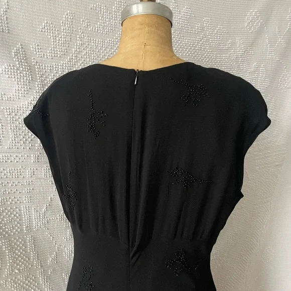 August Silk Vintage Black 100% Silk Midi Dress - Picture 5 of 7